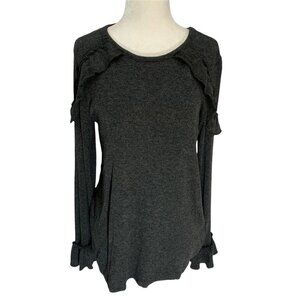 𝅺carolina Belle Montreal Grey Long Sleeve Sweater Ruffle Detail Size M